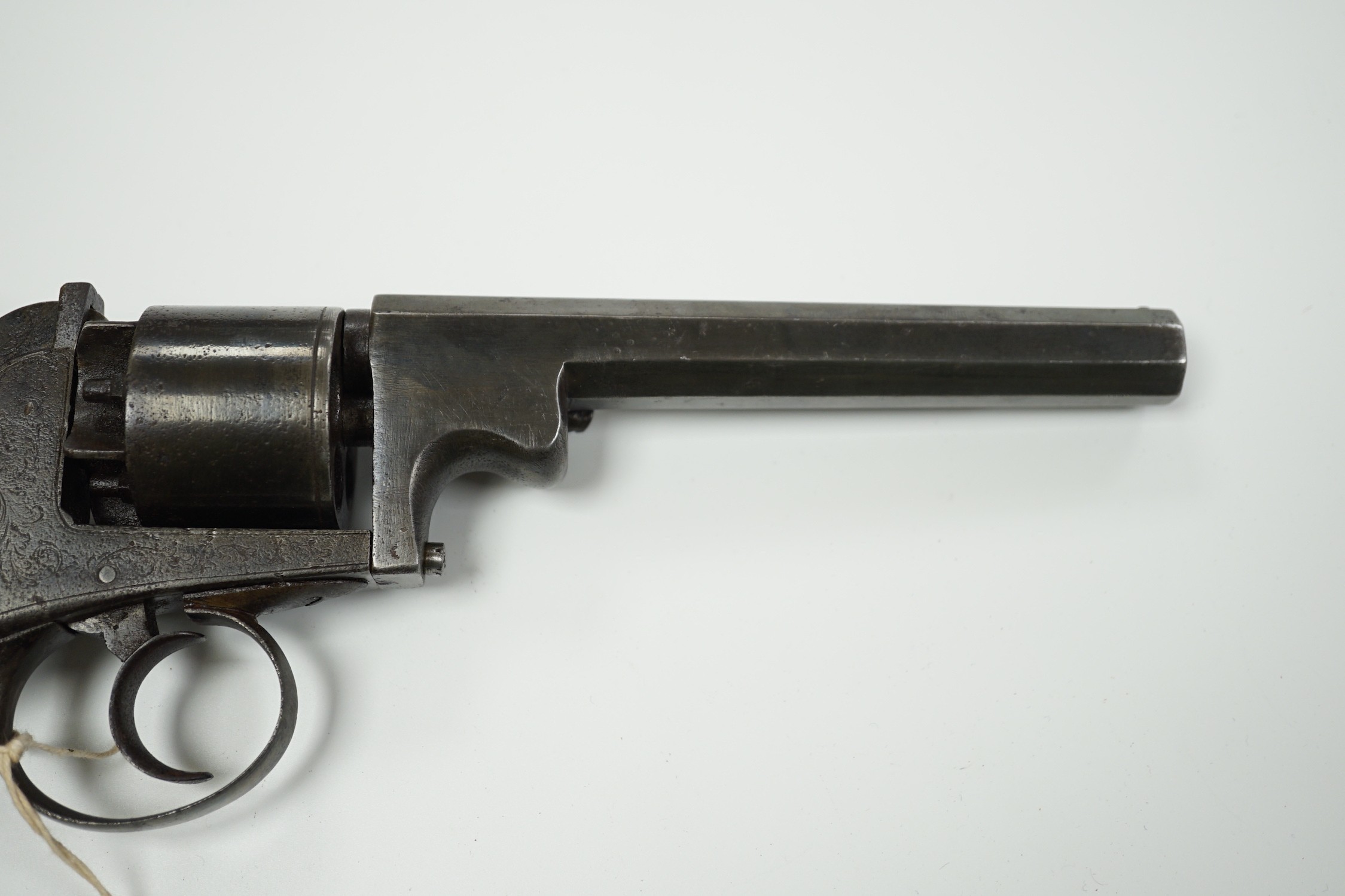 An English double action percussion open frame revolver, Patent No. A 721, c.1850